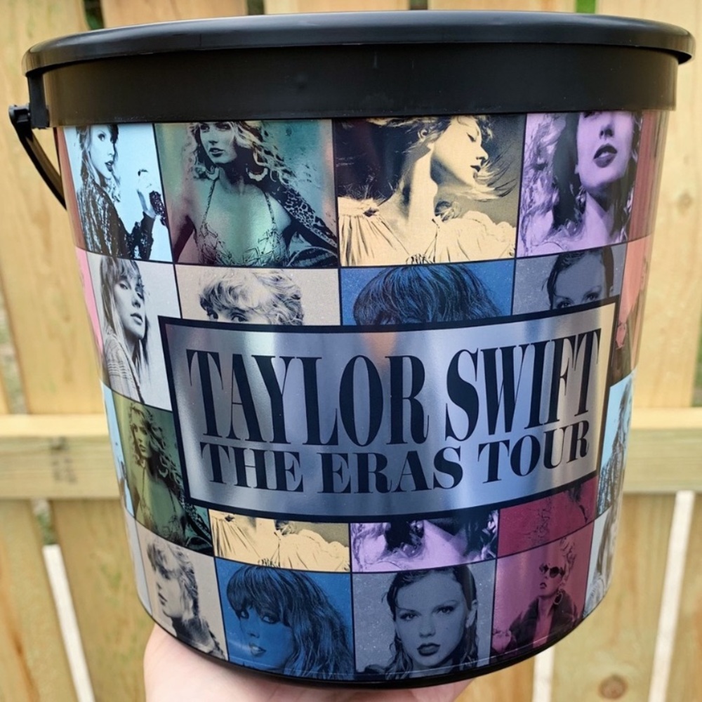 Taylor Swift The Eras Tour Movie Popcorn Plastic Tub Bucket AMC Black NEW - Picture 6 of 6